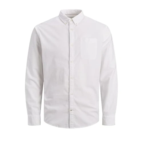Jack&Jones JJEOXFORD Shirt L/S S21 Noos, Camicia Uomini, White/Fit:Slim Fit, XS