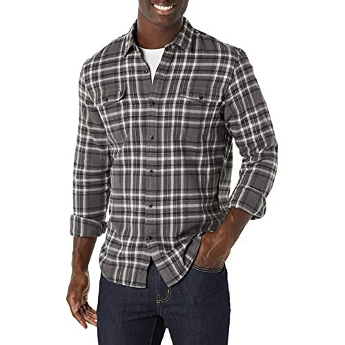 Limited offer: Amazon Essentials Men's Flannel Shirts, Long-Sleeve, Slim-Fit, Two-Pocket, Plaid from 17.40 EUR to 14.96 EUR (save 14%)