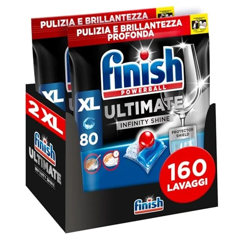 Limited-time offer: Finish Dishwasher Tablet, Ultimate Infinity Shine, 160 Tablets (80 x 2 pck) Fresh Scent, Clean & Shine Detergent Tabs, Tough on Grease Stains from 54.00 GBP to 28.43 GBP (save 47%)