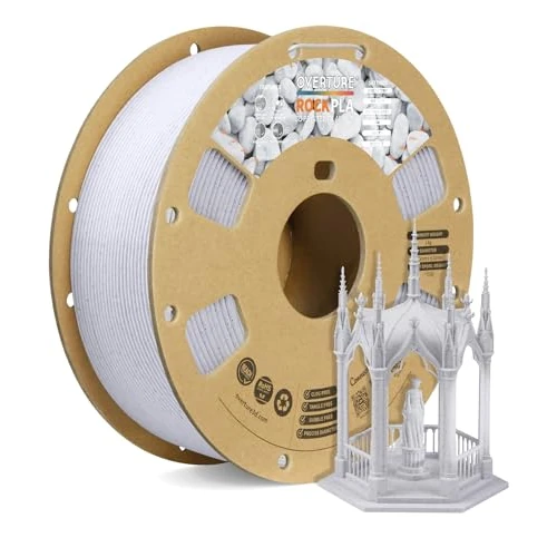 OVERTURE Rock PLA Filament 1.75 mm, Marble PLA Upgraded 1 kg (2.2 lbs), Dimensional Accuracy +/- 0.03 mm (Rock White)