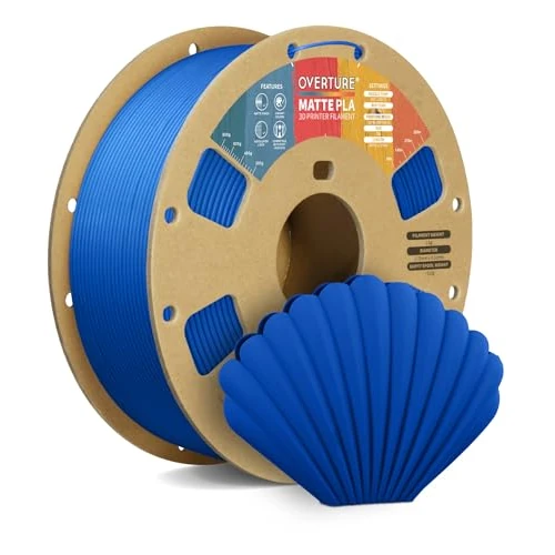 OVERTURE Matte PLA Filament 1.75 mm, 1 kg (2.2 lbs) Spool, Dimensional Accuracy +/- 0.02 mm (Blue)