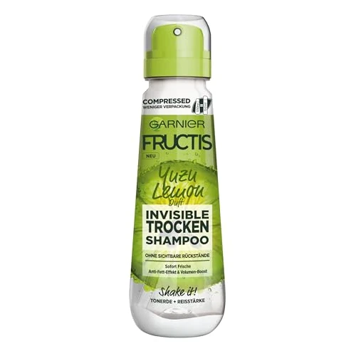 Garnier Droogshampoo, Invisible, tegen plaat, vettig haar met volume-boost, frisse citrusgeur, Yuzu Lemon, Fructis, 100 ml