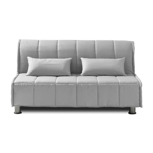 EvergreenWeb Slaapbank, matras 160 x 190 cm, orthopedisch, met afneembare en wasbare overtrek, bijpassende superzachte kussenovertrek, evening (grijs, tweepersoonsbed 160)