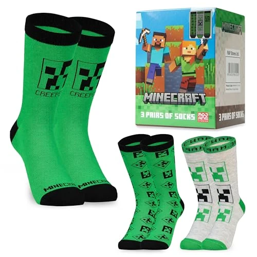 Oferta limitada: Minecraft Calcetines Niños Pack de 3 Calcetines Divertidos Niño Merchandising Oficial Regalo para Gamers Tallas 31-36 y 37-40 (Verde, 31-36) de 11.66 € a 8.14 € (ahorro 30%)