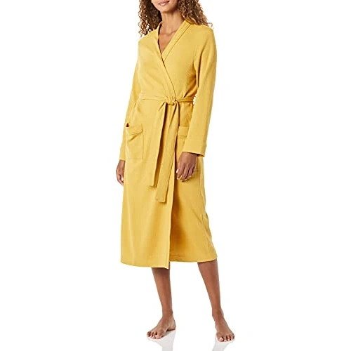 Zeitlich begrenztes Angebot: Amazon Essentials Damen Leichter Waffel-Bademantel, Lang (Erhältlich In Übergröße), Senfgelb, XL von 26.92 € auf 26.20 € (3% Rabatt)