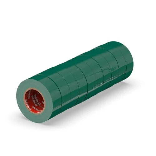 Zeitlich begrenztes Angebot: ERKO Isolierband Grün 15mm x 10m PVC Set 10 Stück Elektro Leitungen Reparatur, Hochflexibel mit starker Klebekraft, Chemiebeständig, Wasserfest, Klebeband von 7.99 € auf 7.99 € (0.00% Rabatt)