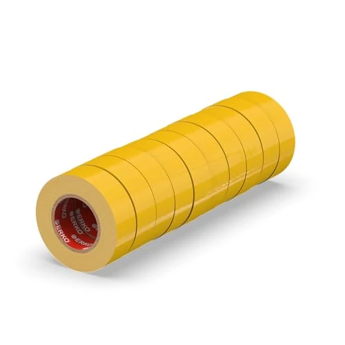 Tijdelijke aanbieding: ERKO Isolatietape Geel 10-pack 15mm x 10m PVC Reparatie van Elektrische Leidingen, Zeer Flexibel met Sterke Kleefkracht, Bestand tegen Chemicaliën, Waterdicht van 7.99 € naar 7.99 € (0.00% korting)