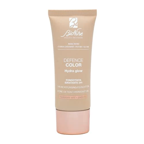 Bionike Defence Color Hydra Glow Foundation, hydraterend, 24 uur, met hyaluronzuur en SPF 15, voor de normale en droge huid, antioxiderend en beschermend, geeft een stralende en gezonde huid, 30 ml