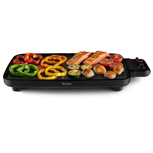 Tefal Booster Electric Griddle, 2200 W, 2 Cooking Zones, Non-Stick Coating, Adjustable Thermostat, Large Cooking Area, Juice Tray Dishwasher Safe CB642800