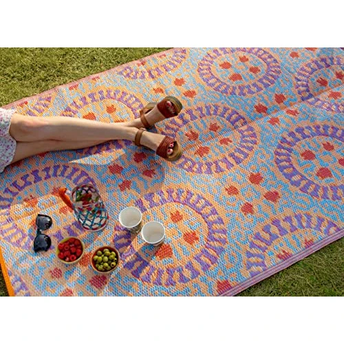Zeitlich begrenztes Angebot: Boho gewebter wasserdichter Außenteppich | Kunststoff-, leichte und rutschfeste Matte mit doppelseitigem geometrischem Muster Für Garten, Terrasse, Terrasse, Badezimmer, Dienstprogramm, Picknick von 23.88 € auf 23.88 € (0.00% 