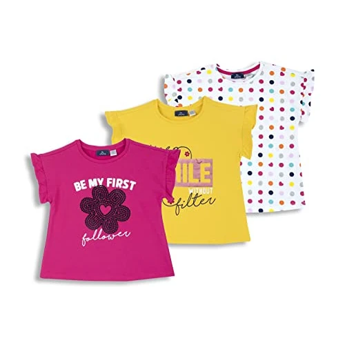 Chicco Cotton T-Shirt Set with Short Sleeves for Girls and Girls, Yellow, 6 Years