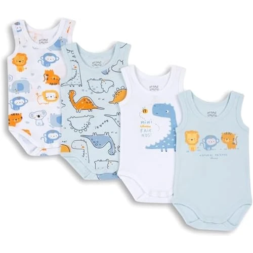 Chicco, Body Neonato e Neonata, Set di 4 Body Senza Maniche, in 100% Cotone, con Comoda Apertura, Abbigliamento Neonato 0-3 Mesi, Idee Regalo Nascita
