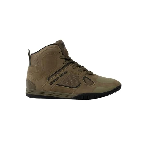 Offerta a tempo: Gorilla Wear Scarpe da Bodybuilding Troy High Tops – Nero/Rosso – Sport Tempo Libero – Allenamento Quotidiano – Lacci con Logo Comodi Extra Forti per Uomo, Verde, 40 EU - 60% da 124.90 € a 50.18 €