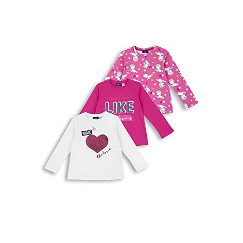 chicco Girl's Set 3 PZ T.Shirt Manica Lunga Baby and Toddler T-Shirt, Multi-Coloured, 4 Years (Pack of 3)