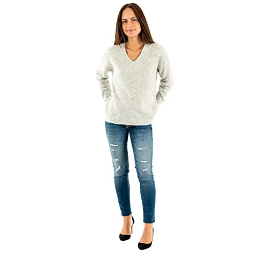 Offerta a tempo: ONLY Onlcamilla V-Neck L/S Pullover Knt Noos, Grigio (Light Grey Melange) — 25% da 29,99 € a 22,41 €
