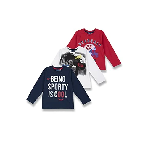 Chicco T-shirt met lange mouwen van katoen, T-shirts Kinderen en tieners, Rode, 3 jaar (pakket van 3)