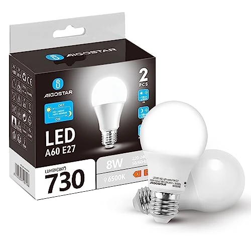 Offerta a tempo: Aigostar Lampadina LED Sensore Crepuscolare, E27 Lampadina Con Sensore (6500K) - 0.00% da 18.99 € a 18.99 €
