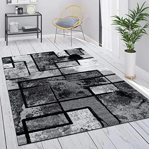 Paco Home Grey Large Rug Vintage Short Pile Geometric Abstract Pattern, Size:160x230 cm, Colour:Grey