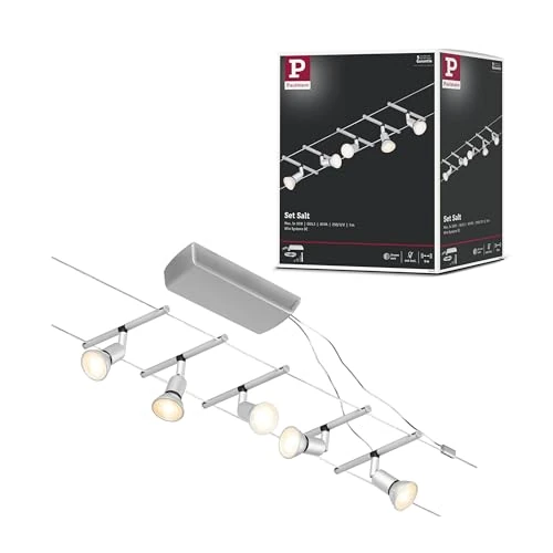 Offerta a tempo: Paulmann CorDuo, sistema di cavi per faretti, 94442, set Salt, massima CC 5 pezzi da 10 Watt l’uno, estensibile, cromato, opaco, cavi, in plastica, GU 5,3, senza lampadine - 53% da 158.70 € a 74.95 €