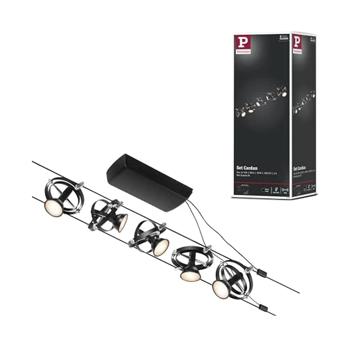 Paulmann 94440 CorDuo Set Système de Câbles Cardan DC 5 x 10 watt max, Éclairage Extensible Noir Mat Câble Métallique Matière Plastique GU5,3 Système de Câbles sans Ampoules