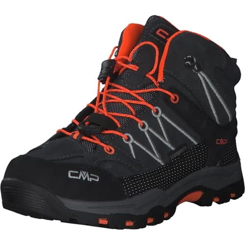 CMP Kids Rigel Mid Trekking Shoes Wp, Scarpe da trekking Unisex - Bambini e ragazzi, Antracite Flash Orange 47UG, 30 EU
