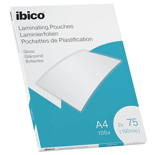 Limited-time offer: Ibico A4 150 Micron (2x75) Laminating Pouches, Pack of 100, Clear, Gloss | Durable Laminator Sheets for A4 Paper and Photos, Clear Laminate Pouch for A4 Laminator Machines, Water Resistant from 6.99 £ to 6.99 £ (save 0.00%)