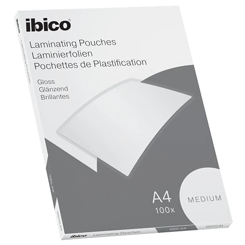 Ibico, Błyszcząca Folia do Laminowania A4 Ibico Basics Medium, 100 Mikronów, Krystalicznie Przezroczysta, 100 Sztuk (627309)