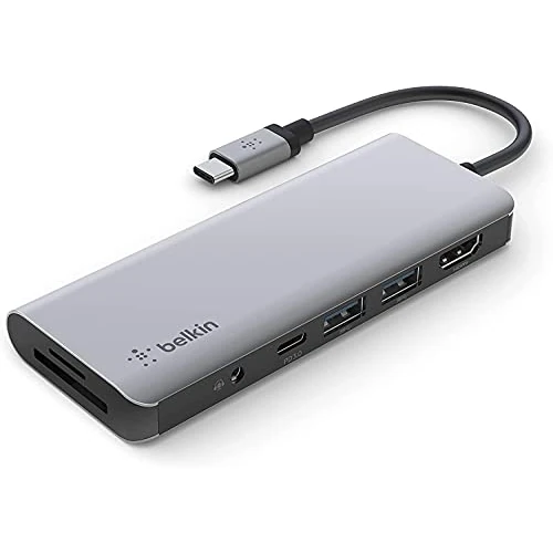 Offre limitee: Belkin Adaptateur USB-C multiport 7-en-1 (avec 4K HDMI, USB-C, 2 x USB A, audio 3,5 mm, SD 3.0 et micro-SD 3.0, pour MacBook Pro, MacBook Air, iPad Pro, XPS, etc.) de 69.99 EUR a 39.99 EUR (economie 43%)