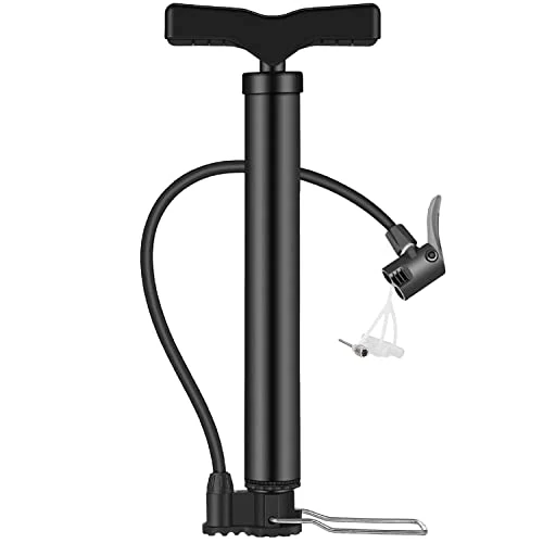 Offerta a tempo: Taeku Pompa da Pavimento, Multifunzione 120 psi Portatile della Pompa per Bici MTB con Tubo Flessibile Adattatori per Presta e Schrader Valve per Bici Palle (Nero) - 0.0% da 12.99 € a 12.99 €