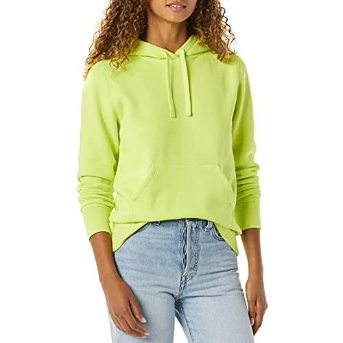 Amazon Essentials Sudadera con Capucha y Corte Regular de Felpa Francesa (Disponible En Tallas Grandes) Mujer, Verde Lima, XXL