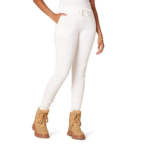 Offerta a tempo: Amazon Essentials Pantaloni da Jogging in Pile con Risvolto (Disponibili in Taglie Forti) Donna, Bianco, S - 31% da 15.90 € a 10.96 €