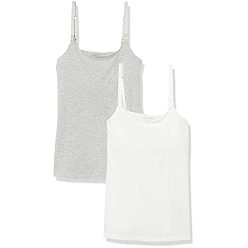Amazon Essentials Women's Maternity Nursing Friendly Camisole 2-Pack Light Grey Heather, X-Small