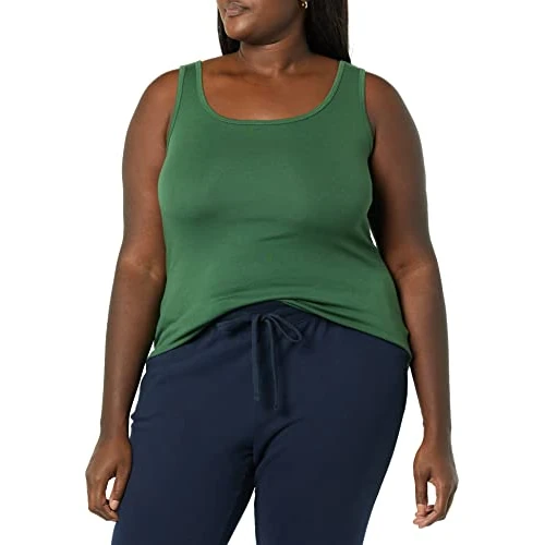 Amazon Essentials Damen Tank Top aus Baumwolle-Modal in Großen Größen, Tannengrün, 5XL Große Größen