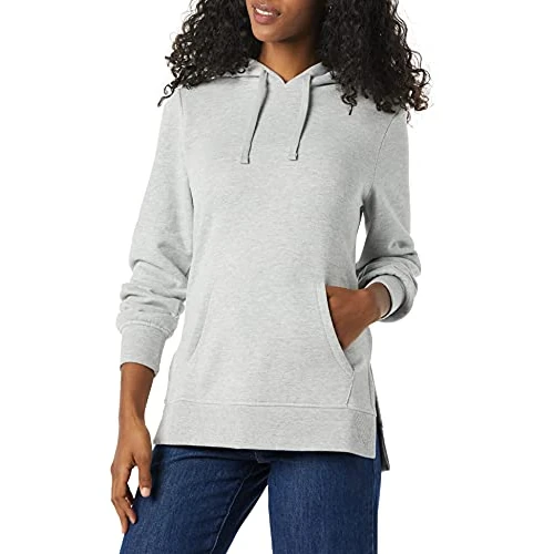 Tijdelijke aanbieding: Amazon Essentials Dames French Terry Hooded Tuniek Sweatshirt, Grijs Heather, L van 24.99 € naar 24.99 € (0.00% korting)