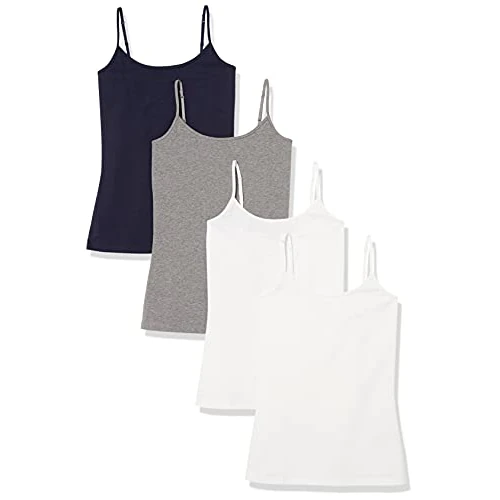 Oferta limitada: Amazon Essentials Camisola Ajustada para Mujer, Paquete de 4, Gris Oscuro Jaspeado/Azul Marino/Blanco, Talla XS de 25.99 € a 25.99 € (ahorro 0.00%)