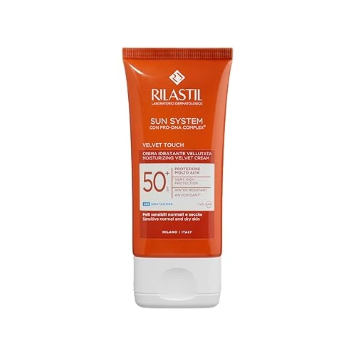 Rilastil Sun System - Fotoprotector Facial Velluto con Spf 50+, Respetuoso con el Medio Ambiente y Resistente al Agua, 50 Mililitros
