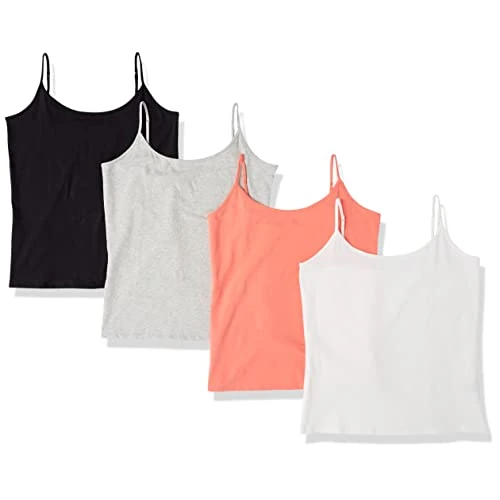 Offerta a tempo: Amazon Essentials Canottiera da Donna Slim Fit, Confezione da 4, Arancione Corallo/Grigio Chiaro/Bianco, XXL - 0.00% da 30.38 € a 30.38 €