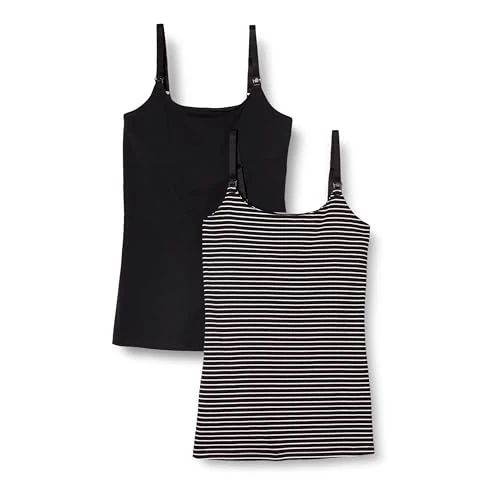 Offre limitée : Amazon Essentials Lot de 2 camisoles de maternité et d'allaitement pour femme, rayures noires, taille L de 23.80 € à 23.80 € (0.00% de remise)
