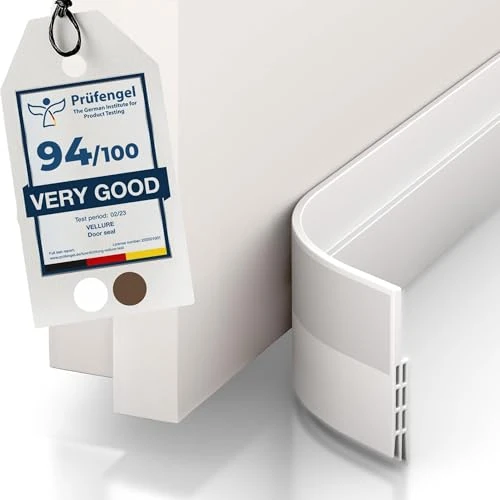 Tijdelijke aanbieding: Vellure® Deurafdichtende tochtstrip - NIEUWE Premium zelfklevende deurafdichting (snel en eenvoudig te bevestigen) ook ideaal als geluidsisolatie, koudebescherming en voordeurafdichting (1 x wit) van 14.90 € naar 14.90 € (0.00% kort