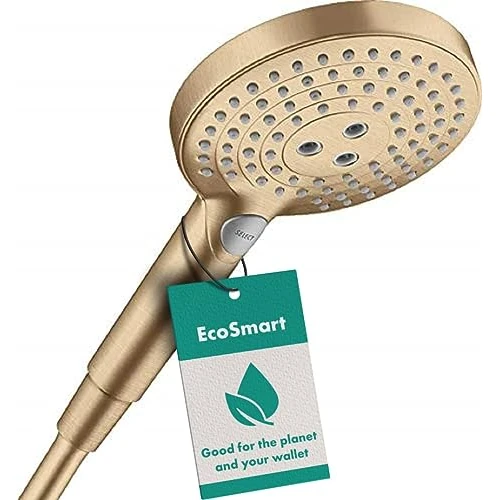 hansgrohe Raindance Select S - water-saving shower head 9 l/min (EcoSmart), hand shower round (125 mm) with 3 sprays, with anti-limescale function, brushed bronze, 26531140