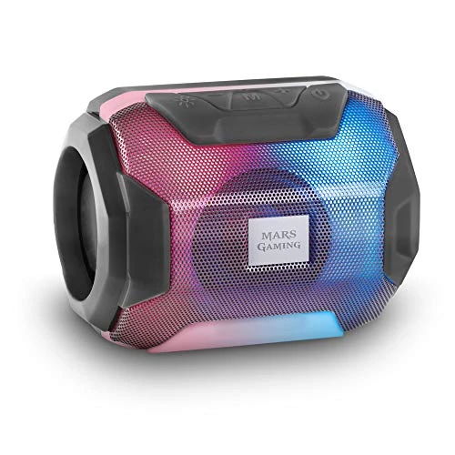 Mars Gaming MSBAX, 10W Bluetooth-Lautsprecher, RGB Flow-Beleuchtung, Ultra-BASS-Treiber, Bluetooth 5.0, USB/MicroSD/FM-Radio, 8 Stunden Akkulaufzeit, Kompakt und Tragbar, Schwarz