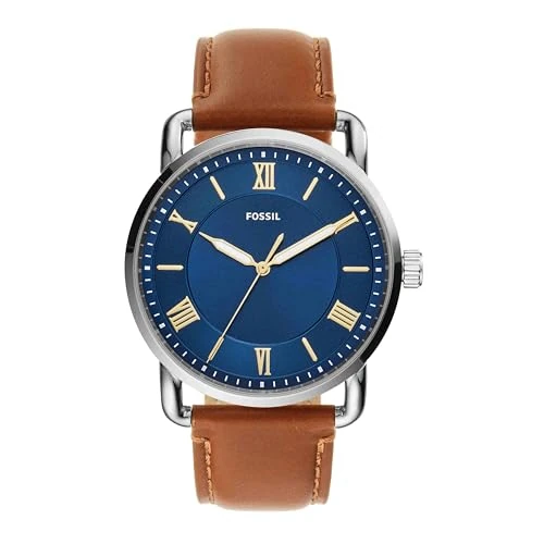 Offerta a tempo: Fossil Orologio Copeland 42 mm da uomo, movimento al quarzo, cassa in acciaio inossidabile argento da 42 mm con cinturino in pelle, FS5661, Blu - 69% da 139.00 € a 43.00 €