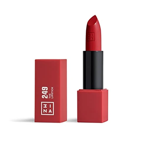 3INA MAKEUP - The Lipstick 249 - Rojo Vivo - Labial Rojo Vivo Cremoso - Barra de Labios Mate con Vitamina E y Manteca de Karité de Alta Pigmentación con Olor a Vainilla - Vegan - Cruelty Free