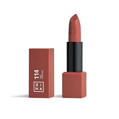 3INA MAKEUP - The Lipstick 114 - Nudo Scuro Caldo - Rossetto Matte - Alta Pigmentazione - Rossetti Cremosi - Profumo di vaniglia e custodia magnetica - Lucido e Mat - Vegan - Cruelty Free