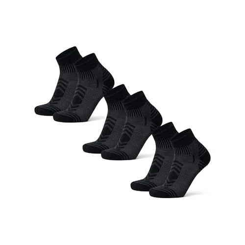 Zeitlich begrenztes Angebot: DANISH ENDURANCE Kurze Merino Wolle Wandersocken, Sommer Wollsocken, Unisex, für Herren & Damen, 3 Paar, Schwarz, 43-47 von 40.95 € auf 36.95 € (10% Rabatt)