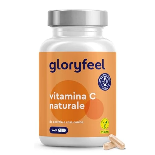 Offerta a tempo: Vitamina C Naturale 240 Capsule, Vitamina C Acerola e Rosa Canina — 36% da 34,95 € a 22,49 €