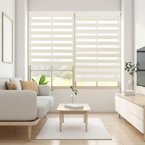 Limited-time offer: Blindecor LIRA Double Layer Roller Blind Night and Day, Beige (Linen), 80 x 180 cm, Width x Length from 32.42 £ to 32.42 £ (save 0.00%)