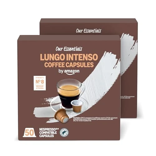 Limited-time offer: by Amazon Lungo Intenso Nespresso Compatible Plastic Coffee Caplused, Medium Roast, 100 Count (2 Packs of 50), Rainforest Alliance Certified from 14.58 £ to 14.58 £ (save 0.00%)