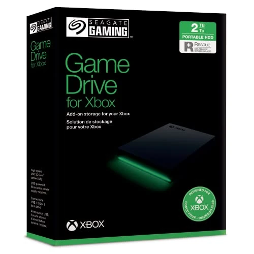 Seagate Game Drive Xbox 2TB tragbare externe Festplatte 2.5 Zoll, USB 3.0, Xbox,schwarz, 2 Jahre Rescue Service, Modellnr.: STKX2000400
