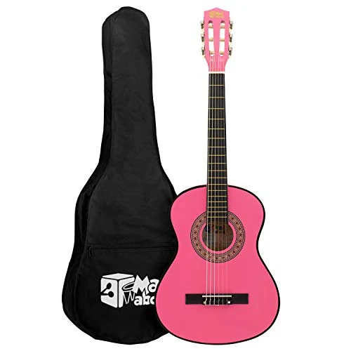 Limited-time offer: Mad About MA-CG06 1/4 Size Classical Guitar - Pink | Colourful Spanish Guitar with Carry Bag, Strap, Pick and Spare Strings from 42.95 £ to 42.95 £ (save 0.00%)
